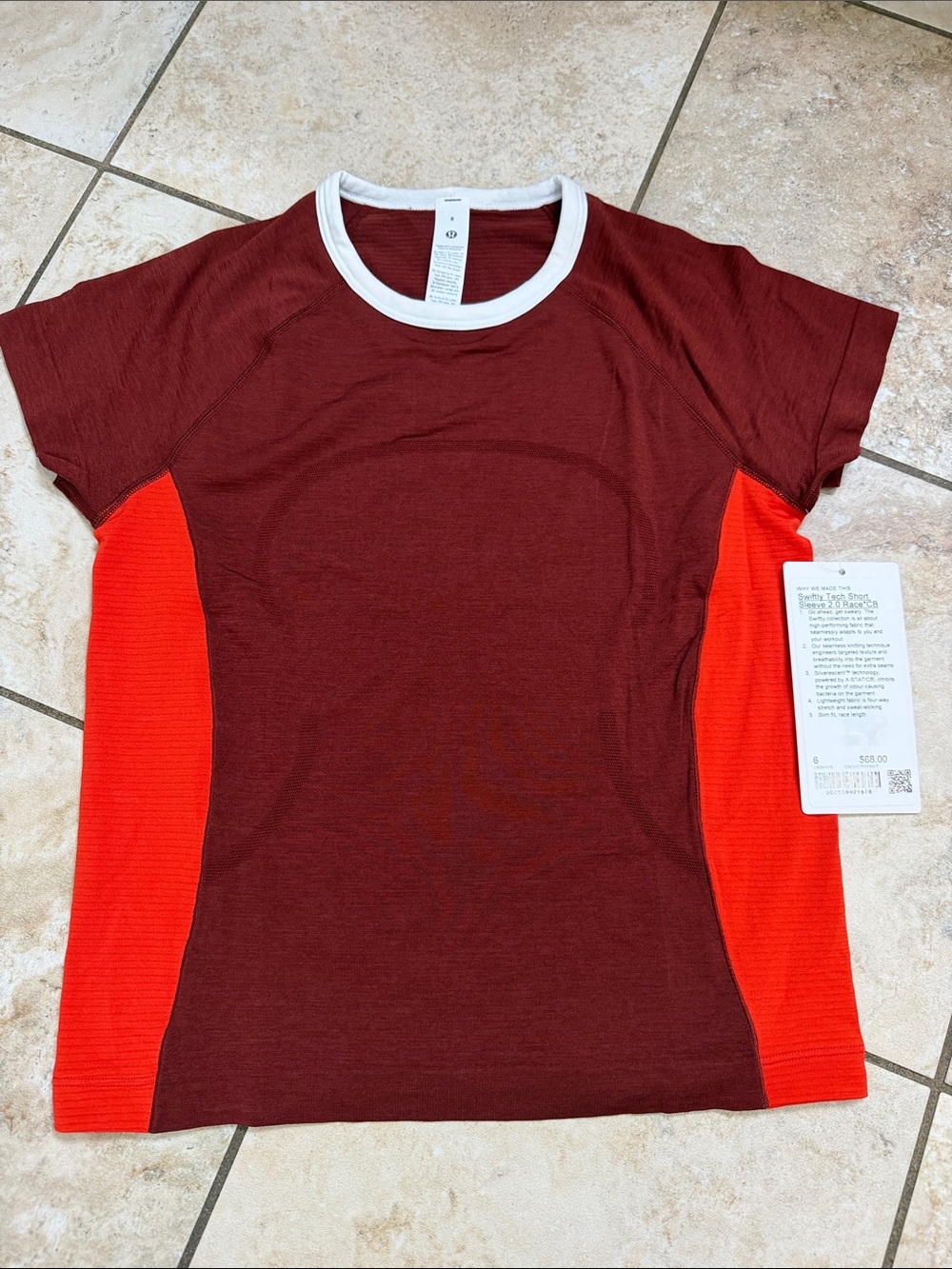 Lululemon Swiftly Tech short sleeve 2.0. Size 6. Cranberry Charm Cherry Ember